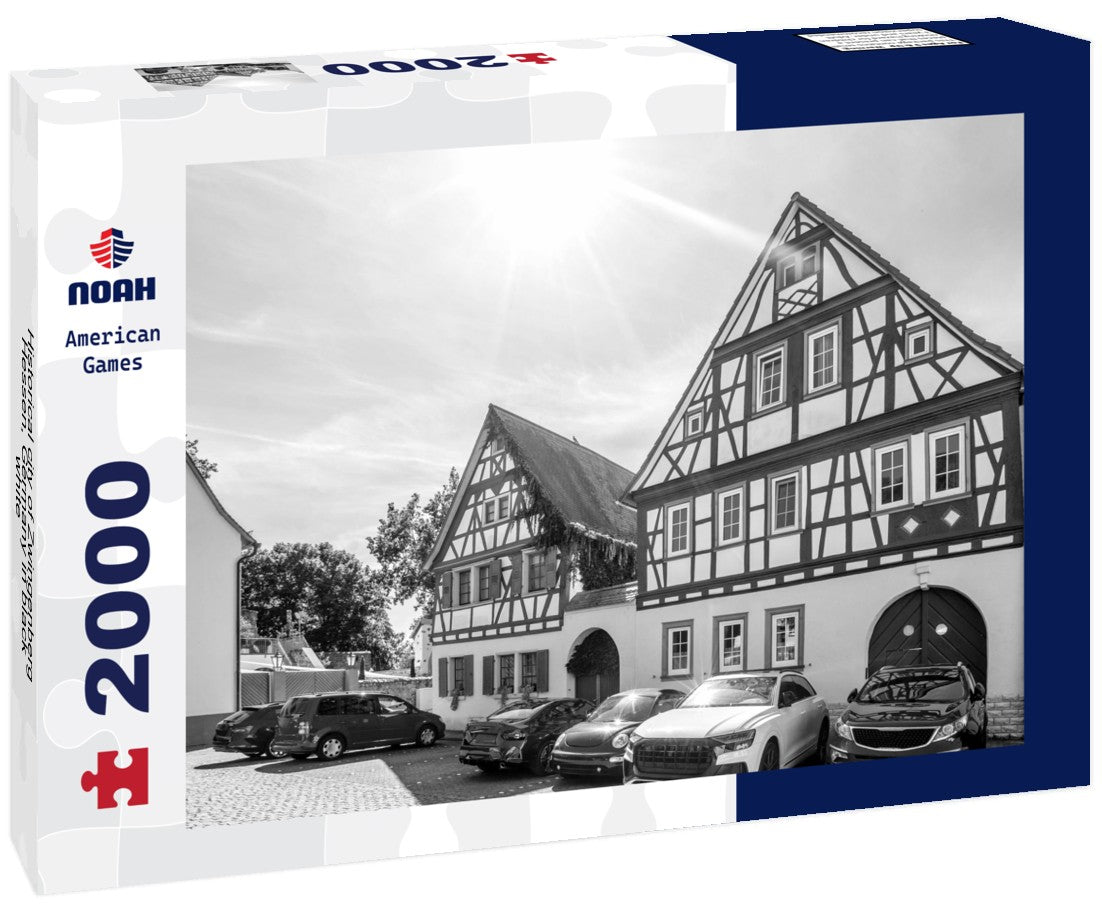 Noah Jigsaw Puzzle Historical city of Zwingenberg, Hessen, Germany in black white 2000 pieces