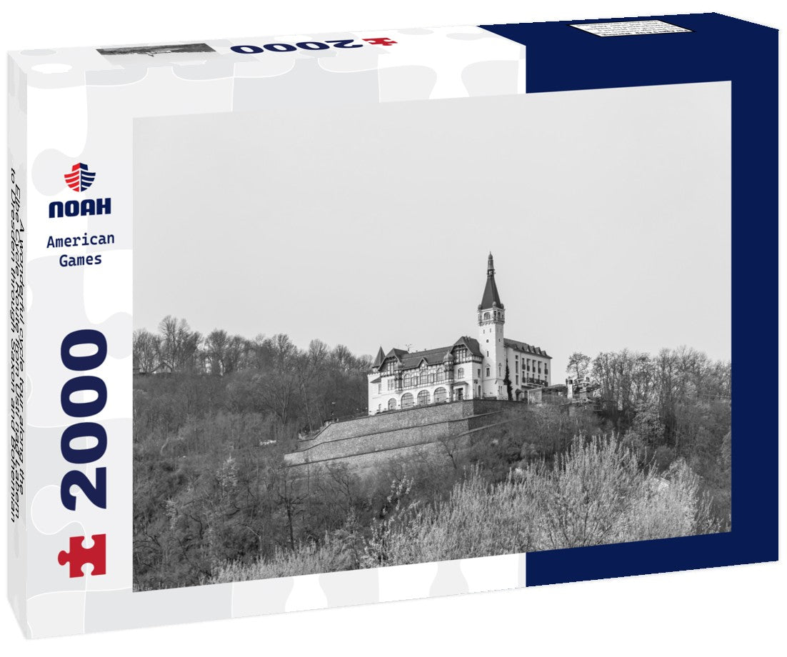 Noah Jigsaw Puzzle A wonderful cycle tour along the Elbe Cycle Route from Ústí nad Labem to Dresden through Saxon and Bohemian Switzerland - Germany - Czech Republic in black white 2000 pieces