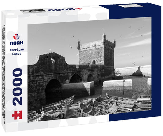 Noah Jigsaw Puzzle The Port Sqala is an eighteenth-century artillery platform located in Essaouira, Morocco. It is one of the main fortifications of the city of Essaouira, and is located in the port of Essaouira in black white 2000 pieces