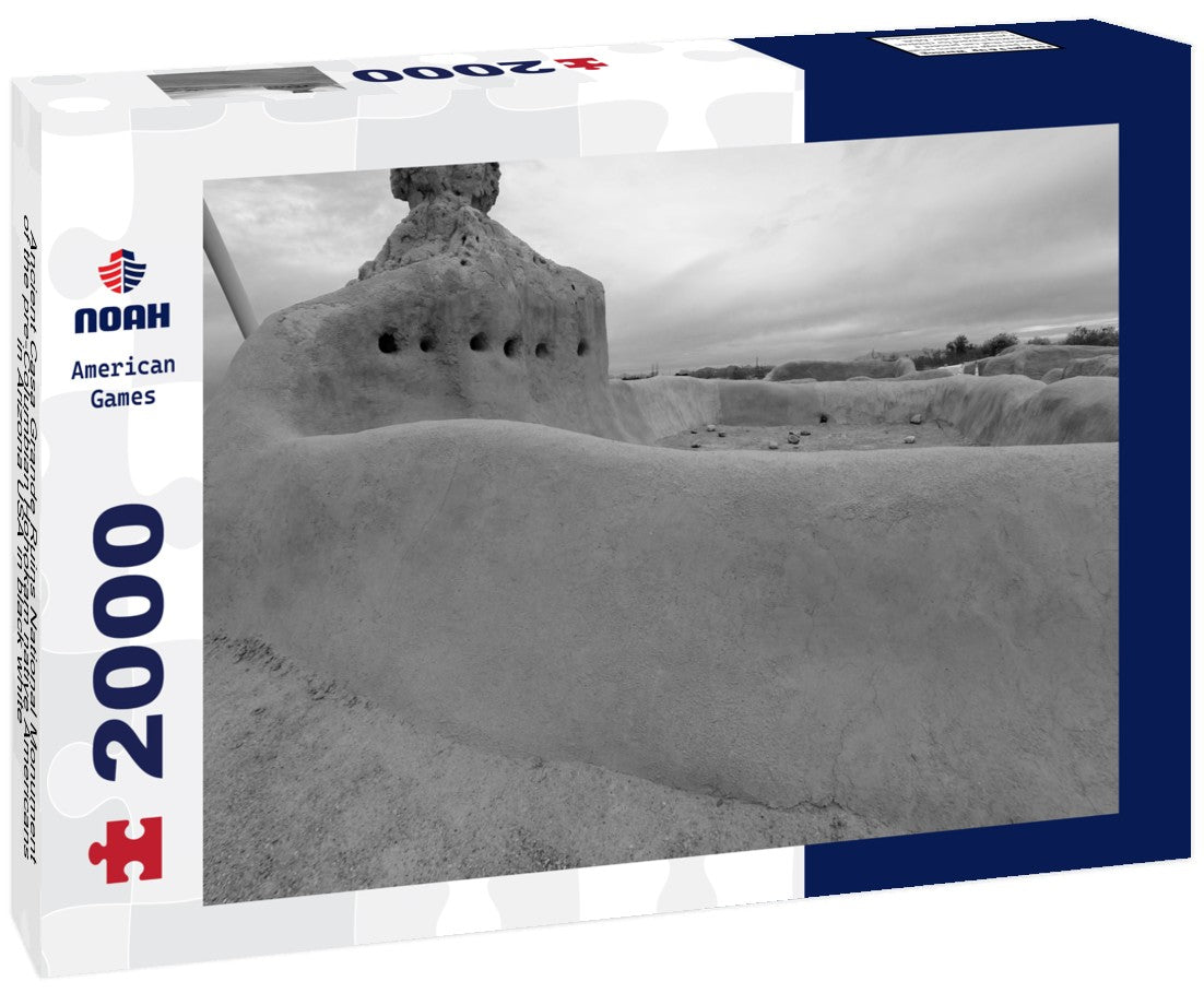 Noah Jigsaw Puzzle Ancient Casa Grande Ruins National Monument of the pre-Columbian Hohokam native Americans in Arizona USA in black white 2000 pieces