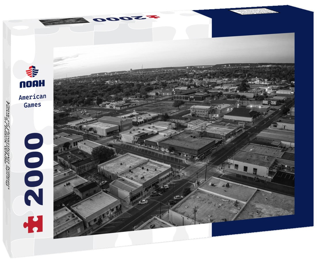 Noah Jigsaw Puzzle View of downtown Killeen, Texas at sunset in spring in black white 2000 pieces