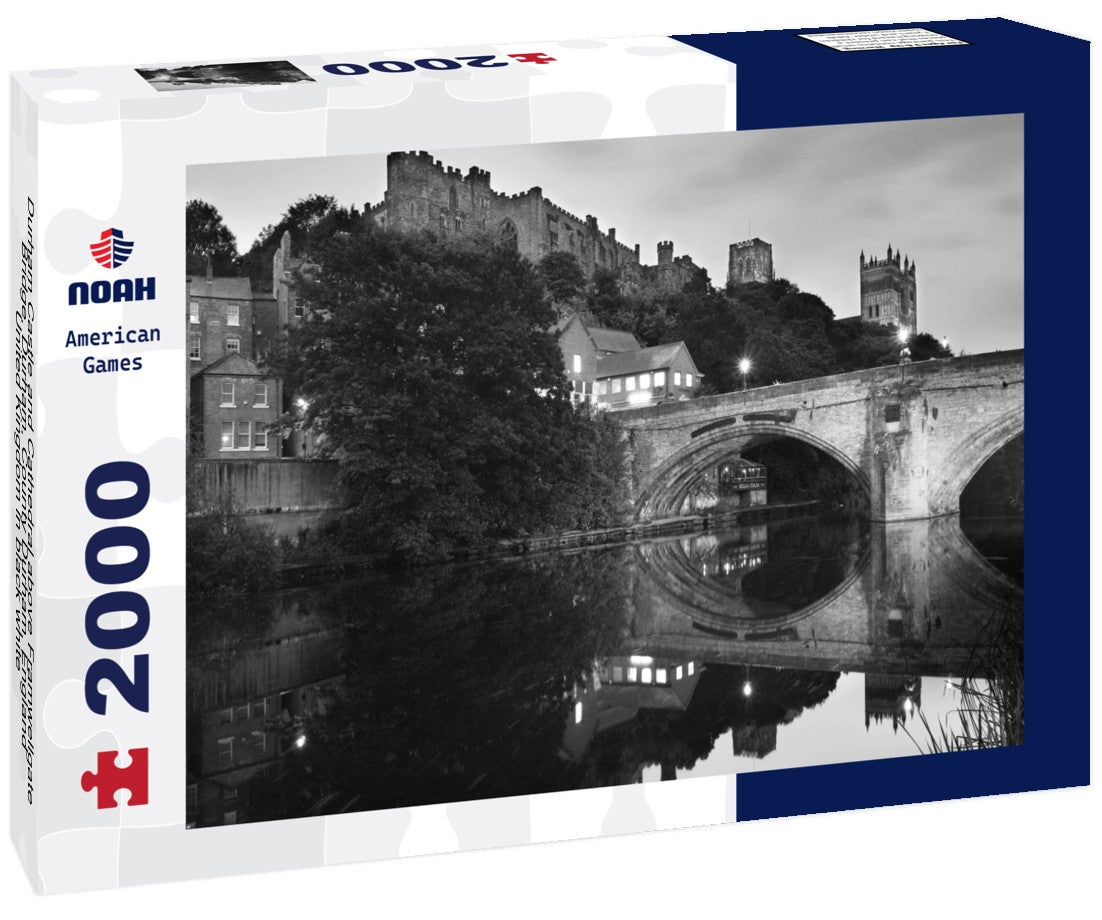 Noah Jigsaw Puzzle Durham Castle and Cathedral above Framwellgate Bridge, Durham, County Durham, England, United Kingdom in black white 2000 pieces