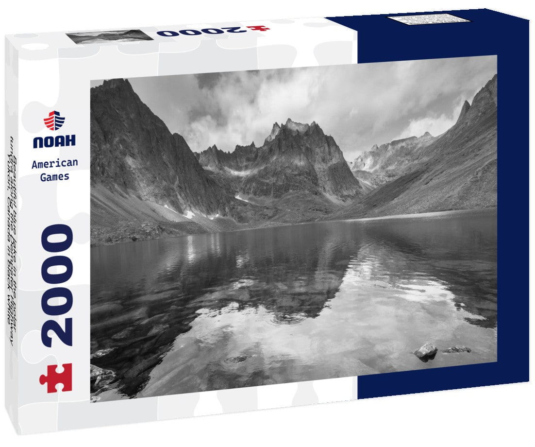 Noah Jigsaw Puzzle Beautiful blue lake in the polar tundra along the Dempster Highway, Yukon, Canada in black white 2000 pieces