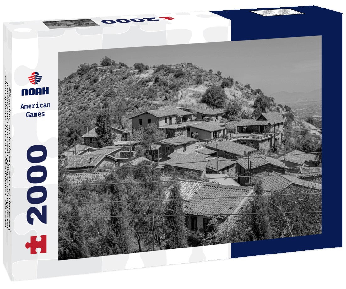 Noah Jigsaw Puzzle Fikardou, an isolated, almost deserted, traditional mountain village of medieval atmosphere,Troodos Mountains, Nicosia district, Cyprus in black white 2000 pieces