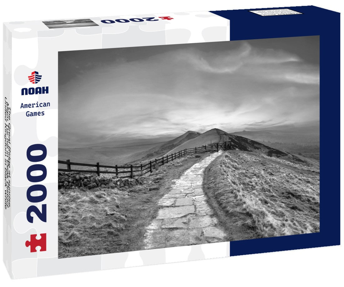 Noah Jigsaw Puzzle The Great Ridge at sunrise. Mam Tor hill in Peak District. United Kingdom in black white 2000 pieces