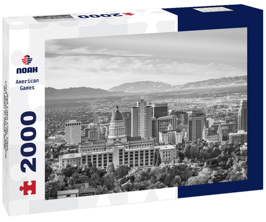 Noah Jigsaw Puzzle Salt Lake City, Utah, USA downtown city skyline at dawn in black white 2000 pieces