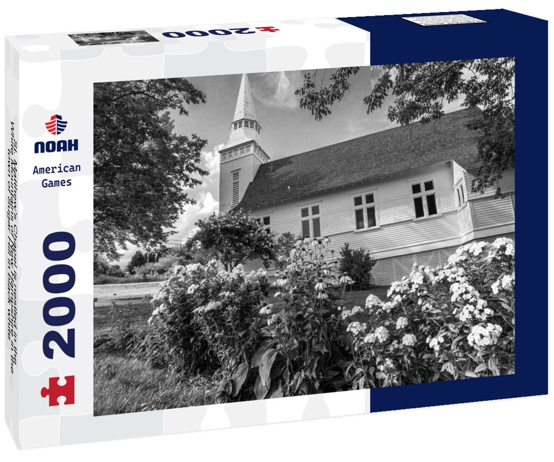 Noah Jigsaw Puzzle St. Matthew's Chapel is nestled in the White Mountains of New Hampshire in the town of Sugar Hill in black white 2000 pieces
