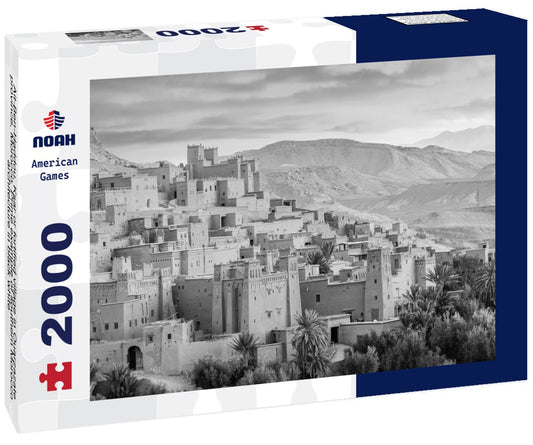 Noah Jigsaw Puzzle Ait-Ben-Haddou, Ksar or fortified village in Ouarzazate province, Morocco. Prime example of southern Morocco architecture in black white 2000 pieces