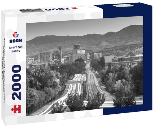 Noah Jigsaw Puzzle Boise, Idaho, USA downtown cityscape at twilight in autumn season in black white 2000 pieces