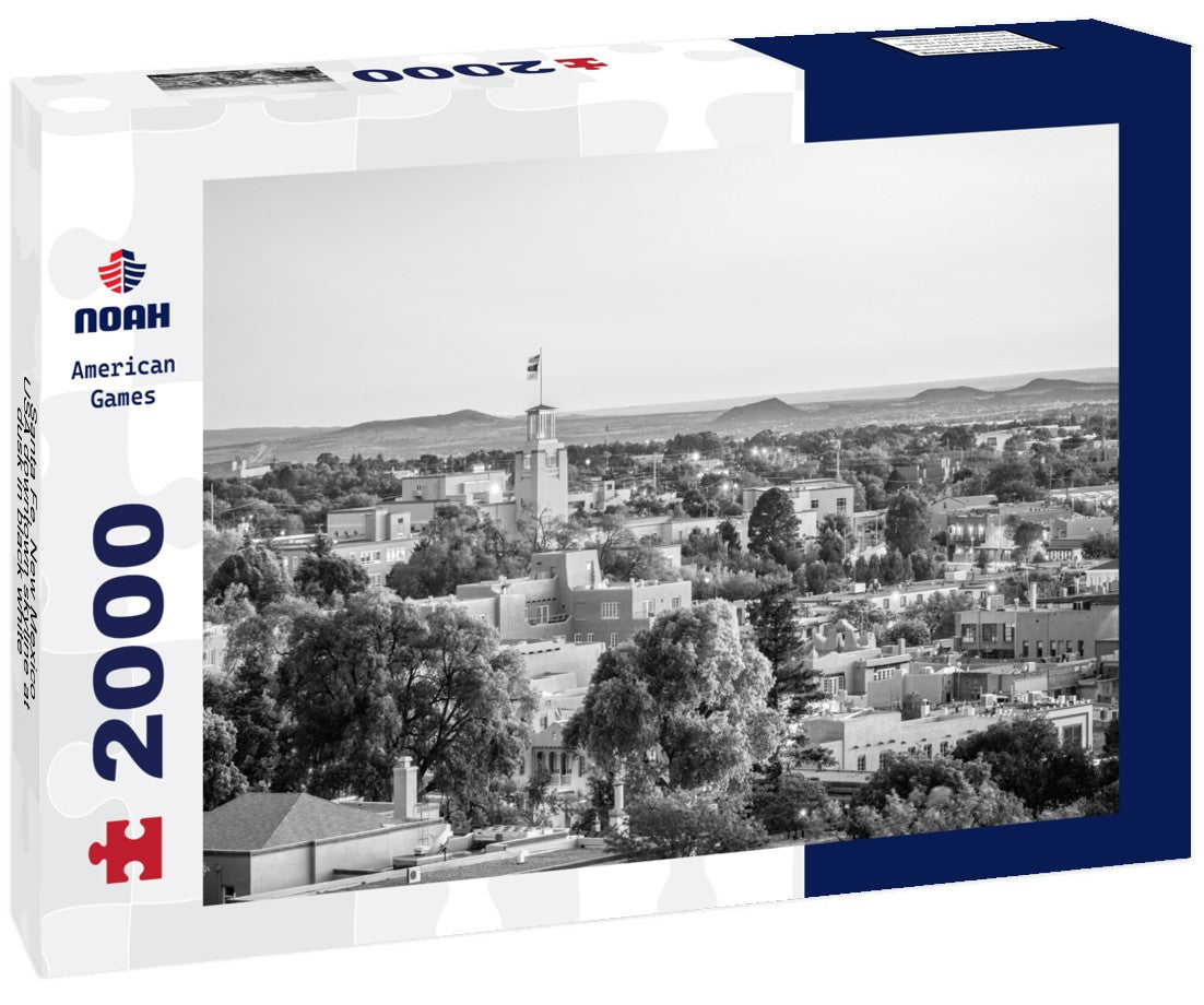 Noah Jigsaw Puzzle Santa Fe, New Mexico, USA downtown skyline at dusk in black white 2000 pieces