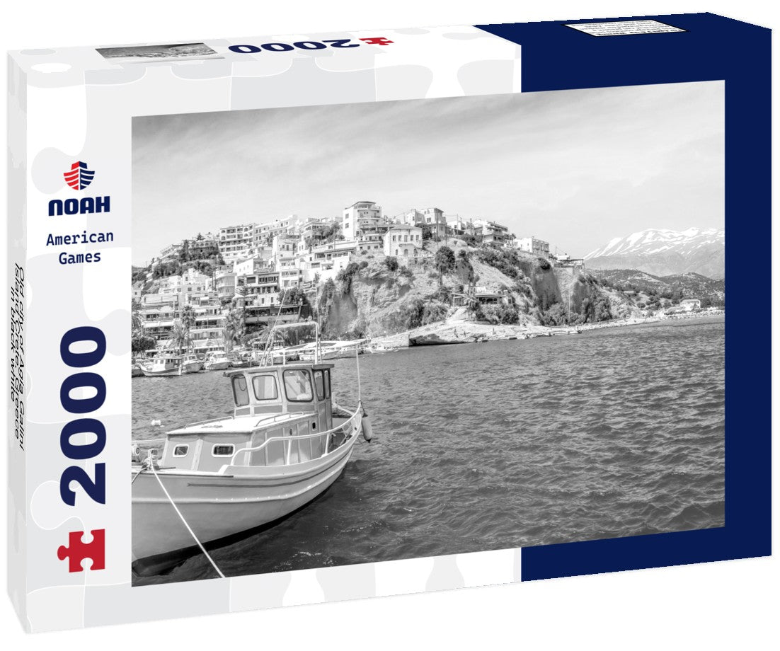 Noah Jigsaw Puzzle Old city of Agia Galini, Island Crete, Greece in black white 2000 pieces