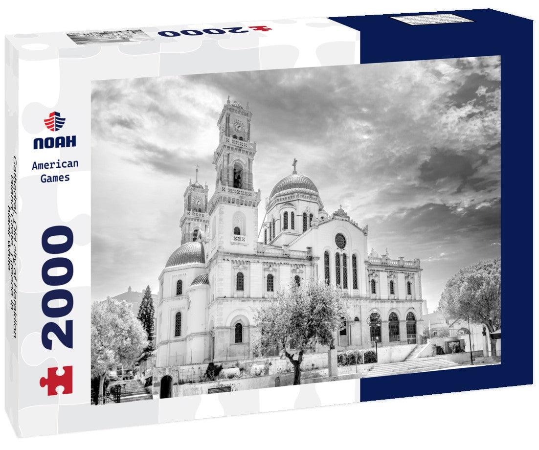 Noah Jigsaw Puzzle Cathedral, Old city of Heraklion, Island Crete, Greece in black white 2000 pieces