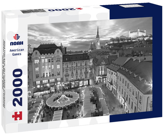 Noah Jigsaw Puzzle BRATISLAVA, SLOVAKIA: Christmas market on the Main square in evening dusk in black white 2000 pieces