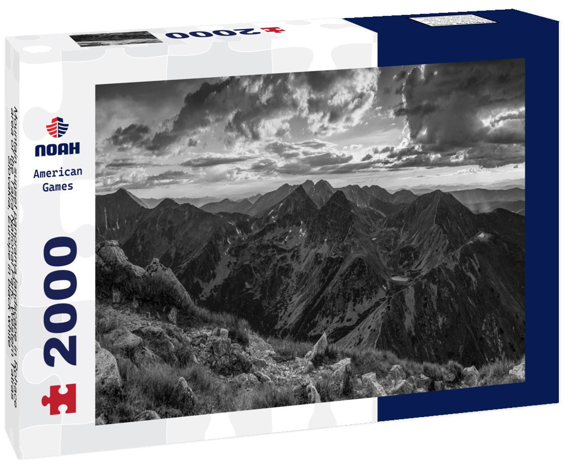 Noah Jigsaw Puzzle Mountain sunset panorama landscape in Rohace area of the Tatra National Park, Western Tatras, Slovakia, Europe in black white 2000 pieces
