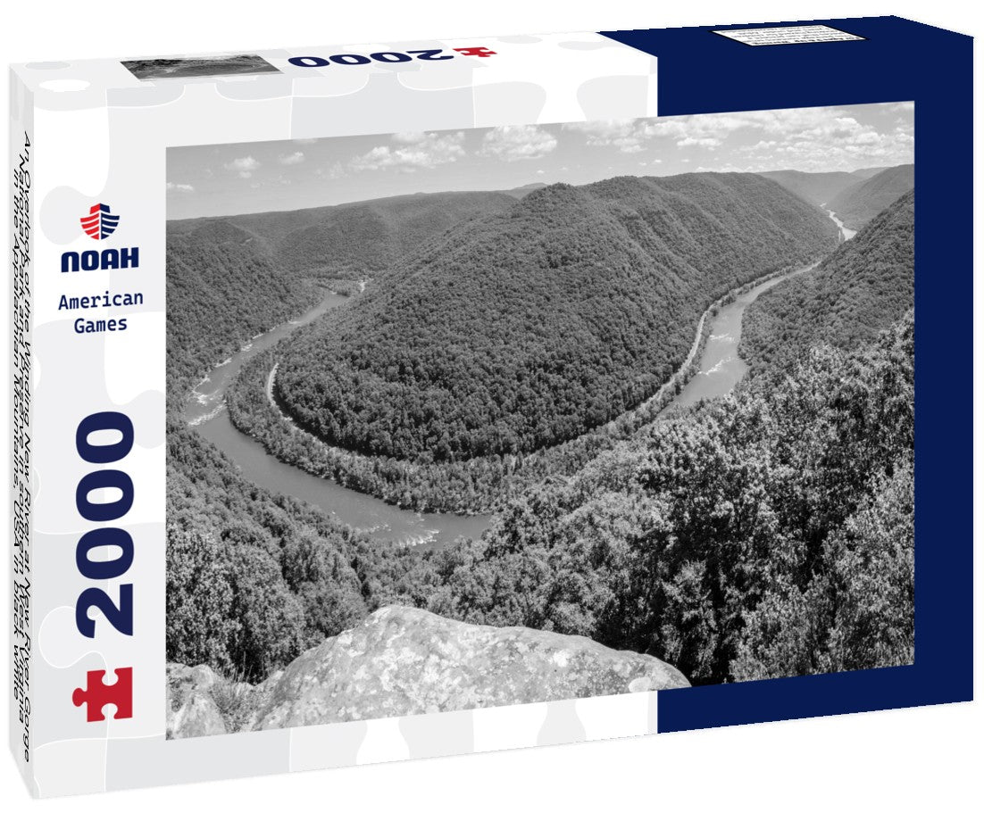 Noah Jigsaw Puzzle An Overlook of the Winding New River at New River Gorge National Park and Preserve in southern West Virginia in the Appalachian Mountains, USA in black white 2000 pieces