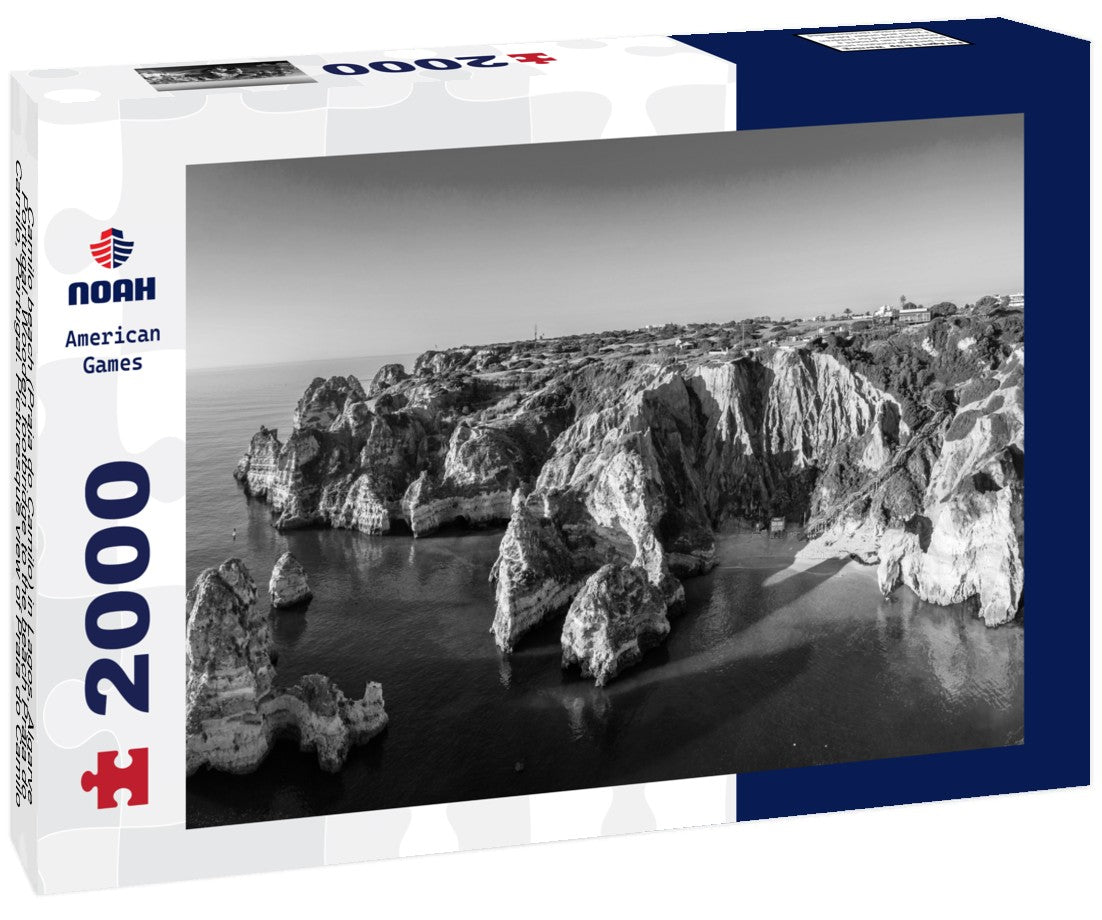 Noah Jigsaw Puzzle Camilo beach (Praia do Camilo) in Lagos, Algarve, Portugal. Wooden footbridge to the beach Praia do Camilo, Portugal. Picturesque view of Praia do Camilo beach in Lagos, Algarve region in black white 2000 pieces
