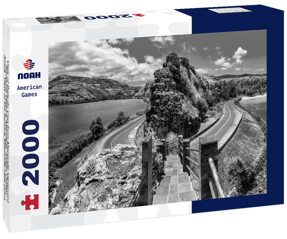 Noah Jigsaw Puzzle View of Baie du Cap from Maconde Viewpoint, Savanne District, Mauritius, Indian Ocean, Africa. View of the famous Maconde view point, sea and the mountains in the background, in Mauritius, Africa in black white 2000 pieces