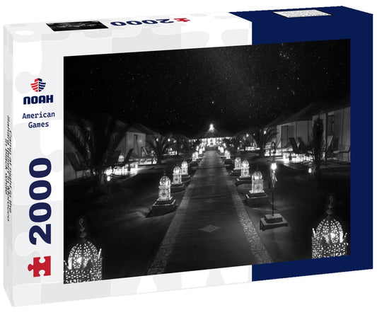 Noah Jigsaw Puzzle Camp at night in the Sahara desert in Morocco in black white 2000 pieces