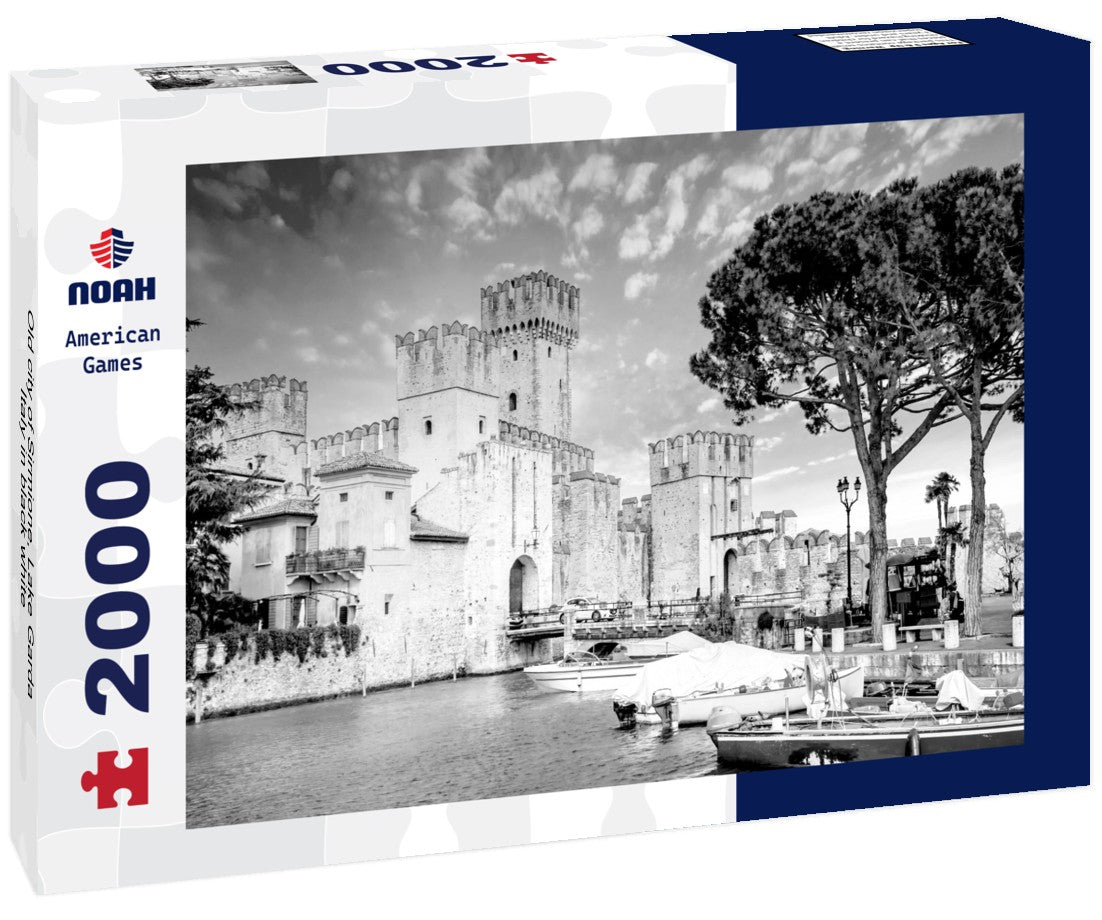 Noah Jigsaw Puzzle Old city of Sirmione, Lake Garda, Italy in black white 2000 pieces
