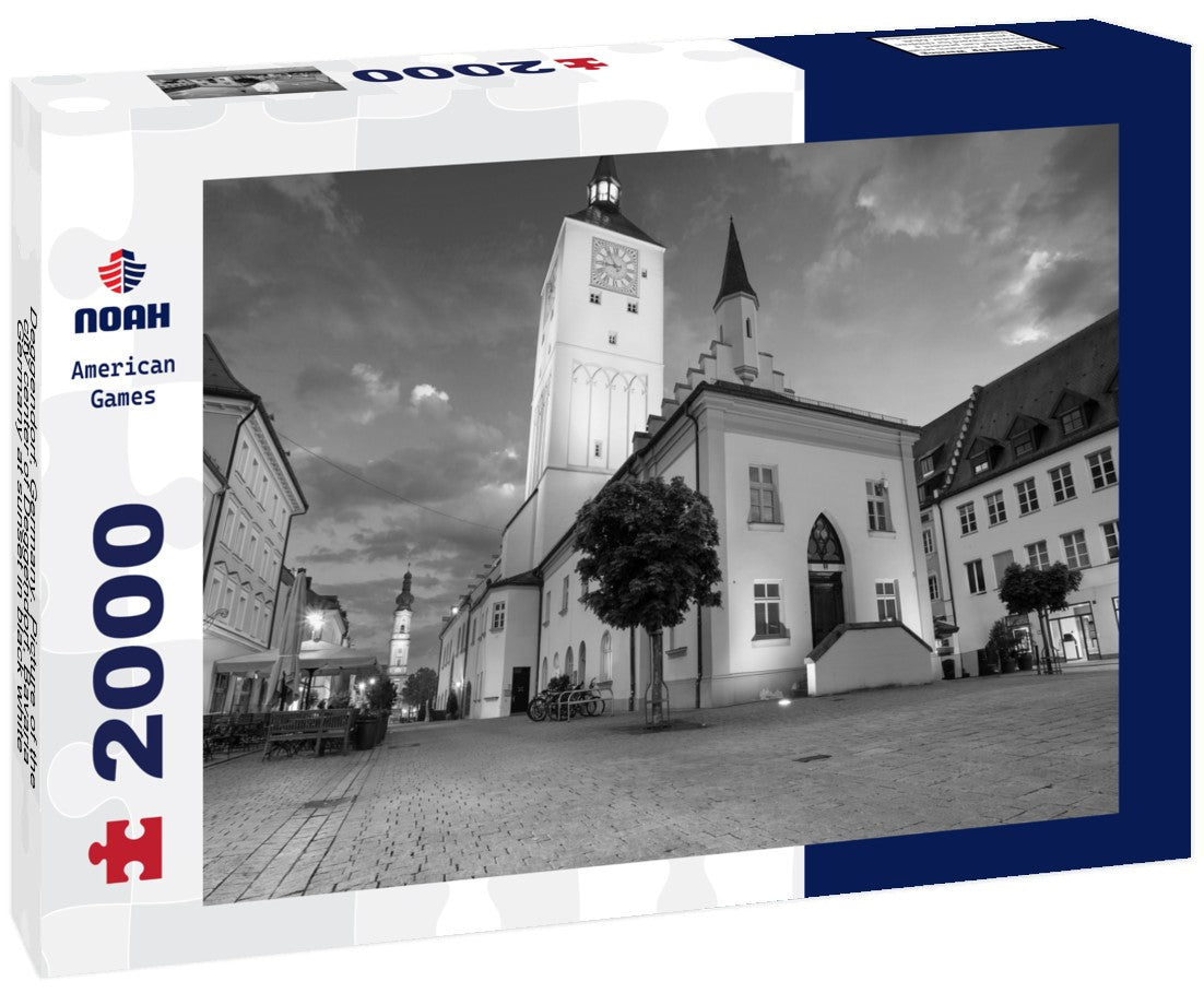 Noah Jigsaw Puzzle Deggendorf, Germany. Picture of the city center of Deggendorf, Bavaria, Germany at sunset in black white 2000 pieces