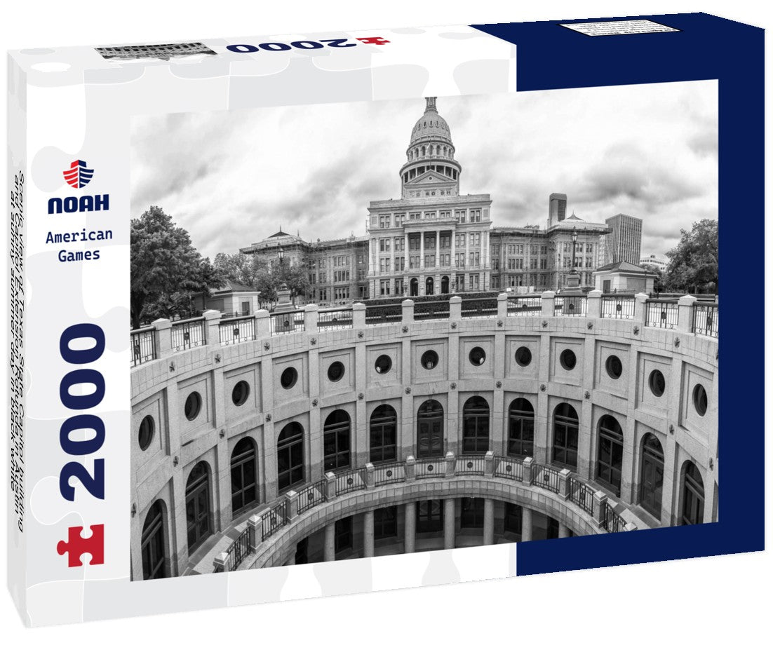 Noah Jigsaw Puzzle Scenic view of Texas State Capitol building and Capitol Extension Rotunda in Austin at sunny summer day in black white 2000 pieces