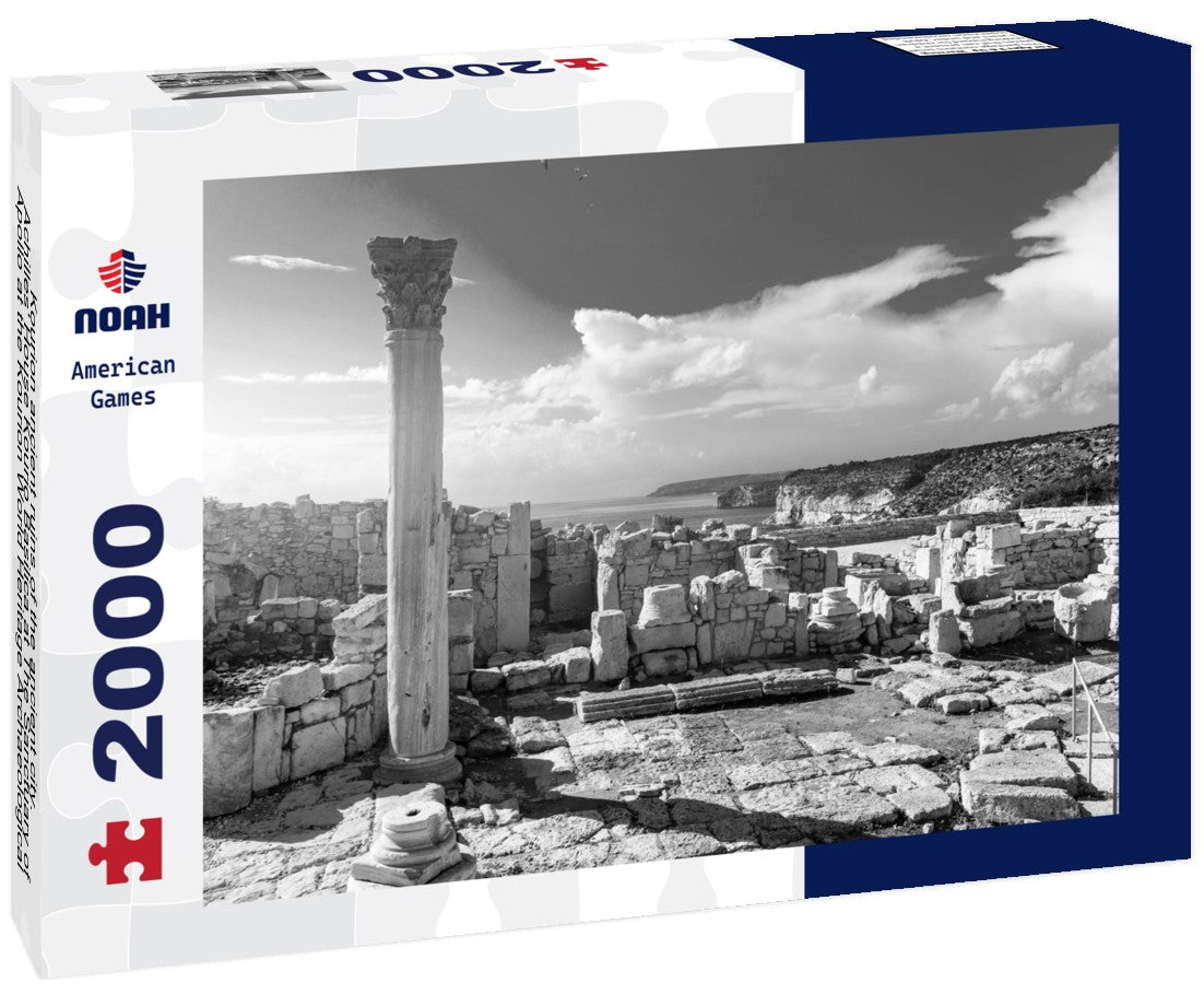 Noah Jigsaw Puzzle ?ourion ancient ruins of the ancient city. Achilles' House Kourio Basilica at The Sanctuary of Apollo at the Kourion World Heritage Archaeological site near Limassol (Lemesos), Cyprus in black white 2000 pieces