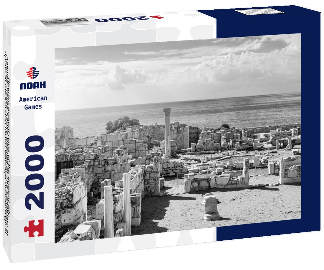 Noah Jigsaw Puzzle ?ourion ancient ruins of the ancient city. Achilles' House Kourio Basilica at The Sanctuary of Apollo at the Kourion World Heritage Archaeological site near Limassol (Lemesos), Cyprus in black white 2000 pieces