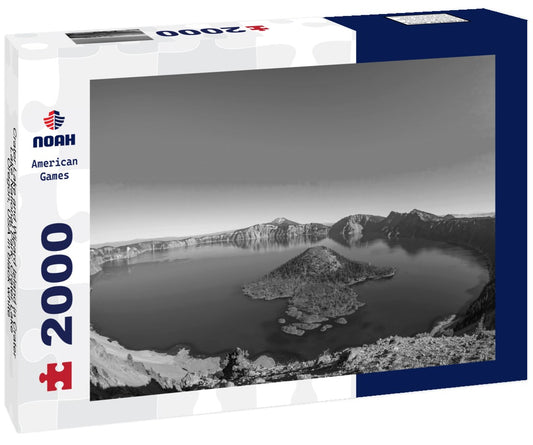 Noah Jigsaw Puzzle Crater Lake and Wizard Island in Crater Lake National Park: Crater Lake, Oregon, USA in black white 2000 pieces