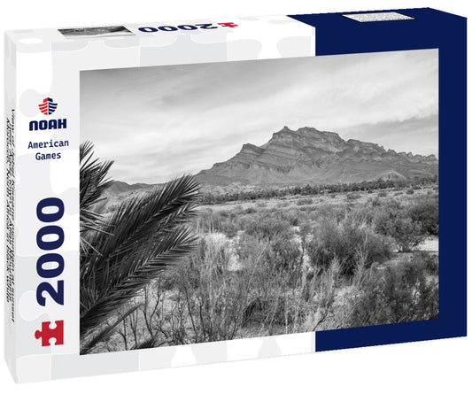 Noah Jigsaw Puzzle View of Jebel Kissane mountain at sunset near Agdz town in Atlas Mountains, Morocco, North Africa in black white 2000 pieces