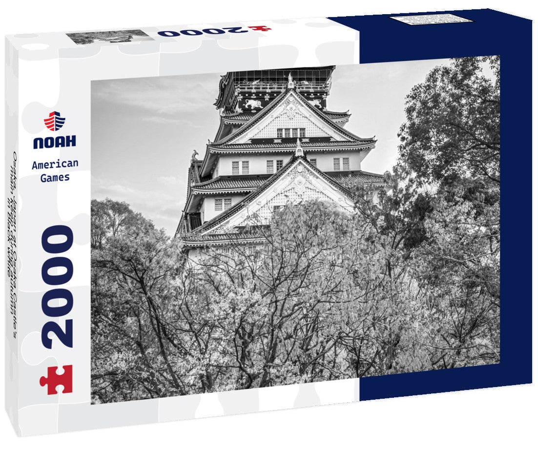 Noah Jigsaw Puzzle Osaka, Japan at Osaka Castle's main keep during autumn in black white 2000 pieces