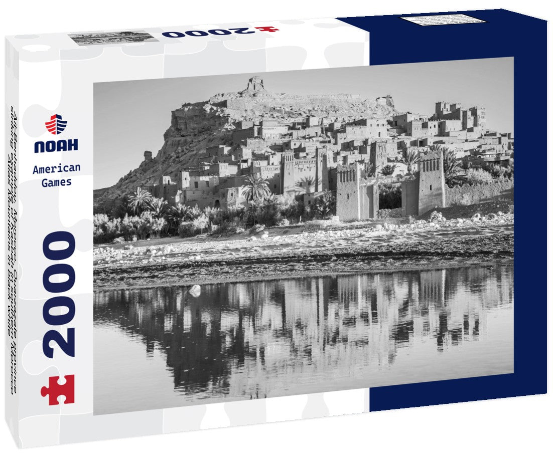 Noah Jigsaw Puzzle Ait-Benhaddou, Morocco. Ouarzazate province, striking example of Kasbah in southern Morocco, Atlas Mountains in black white 2000 pieces