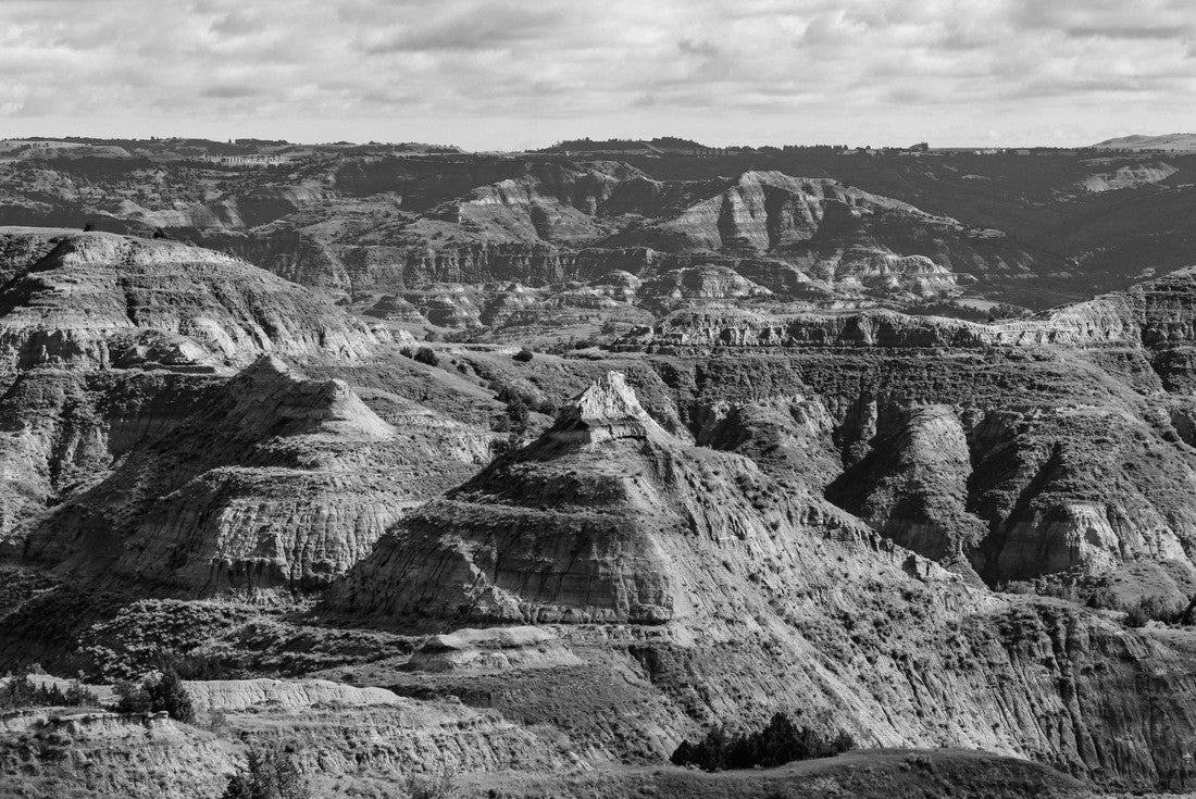 Explore the breathtaking natural beauty of the majestic green canyon landscape with rugged terrain, lush greenery, and stunning views, Little Missouri State Park, North Dakota 2000pc PuzzleBlack and White
