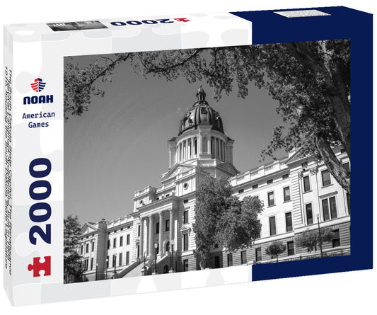 Noah Jigsaw Puzzle The South Dakota State Capitol, The Renaissance Revival Landmark Architecture, built in 1905-1910, housing the South Dakota State Legislature, in Pierre, USA in black white 2000 pieces