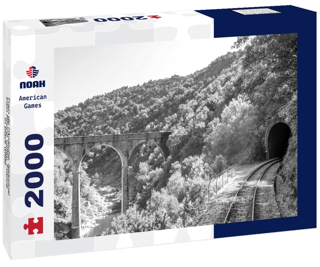 Noah Jigsaw Puzzle Train de l'Ardèche, historical train Rhone valley, France in black white 2000 pieces