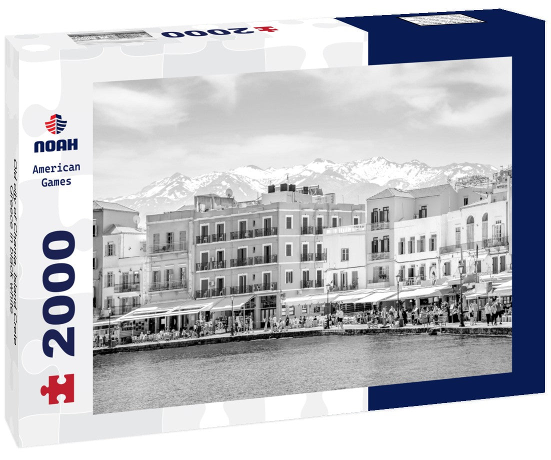 Noah Jigsaw Puzzle Old city of Chania, Island Crete, Greece in black white 2000 pieces