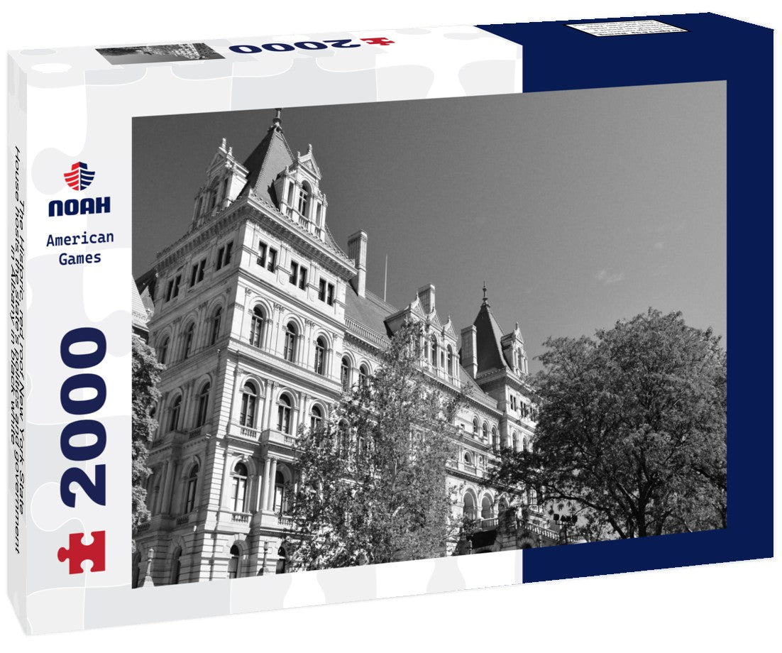 Noah Jigsaw Puzzle The Historic, red roof New York State House hosts the state's politics and government in Albany in black white 2000 pieces