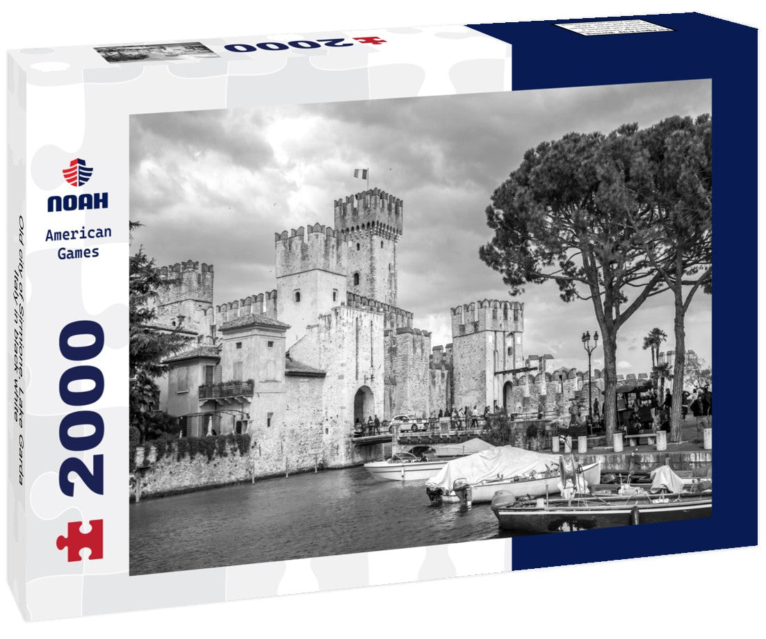 Noah Jigsaw Puzzle Old city of Sirmione, Lake Garda, Italy in black white 2000 pieces