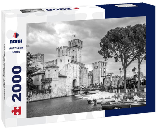 Noah Jigsaw Puzzle Old city of Sirmione, Lake Garda, Italy in black white 2000 pieces