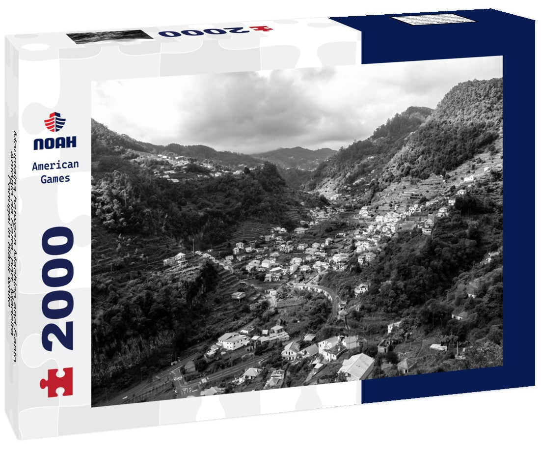 Noah Jigsaw Puzzle Mountains between Machico and Santo António da Serra, port, Madeira, Portugal in black white 2000 pieces