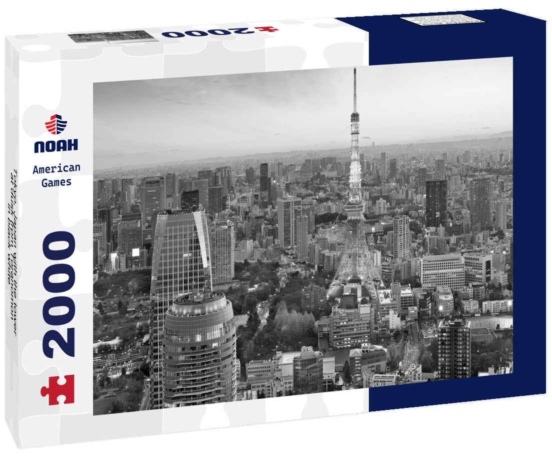 Noah Jigsaw Puzzle Tokyo, Japan with the tower at dusk from Toranomon in black white 2000 pieces