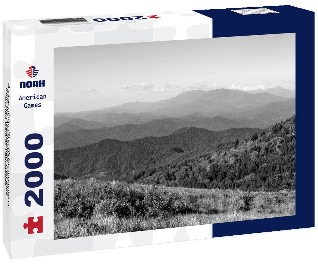 Noah Jigsaw Puzzle A view of the Blue Ridge mountains from the Appalachian Trail atop Round Bald in Tennessee-North Carolina in black white 2000 pieces
