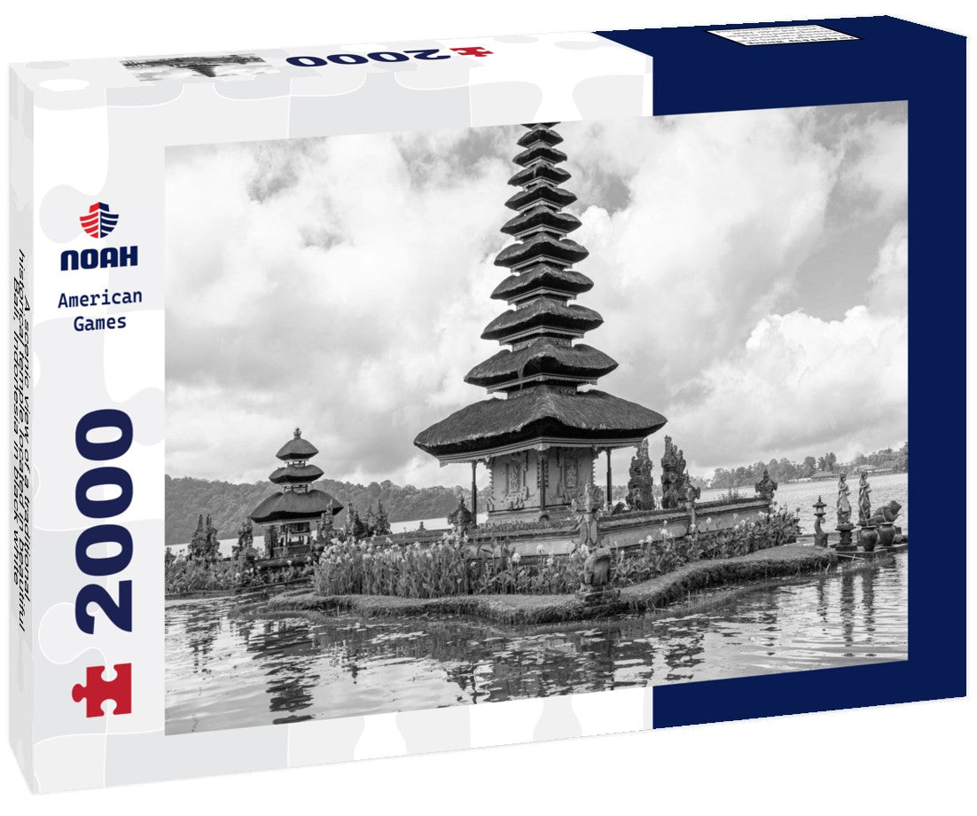 Noah Jigsaw Puzzle A scenic view of a traditional, historical temple located in beautiful Bali, Indonesia in black white 2000 pieces