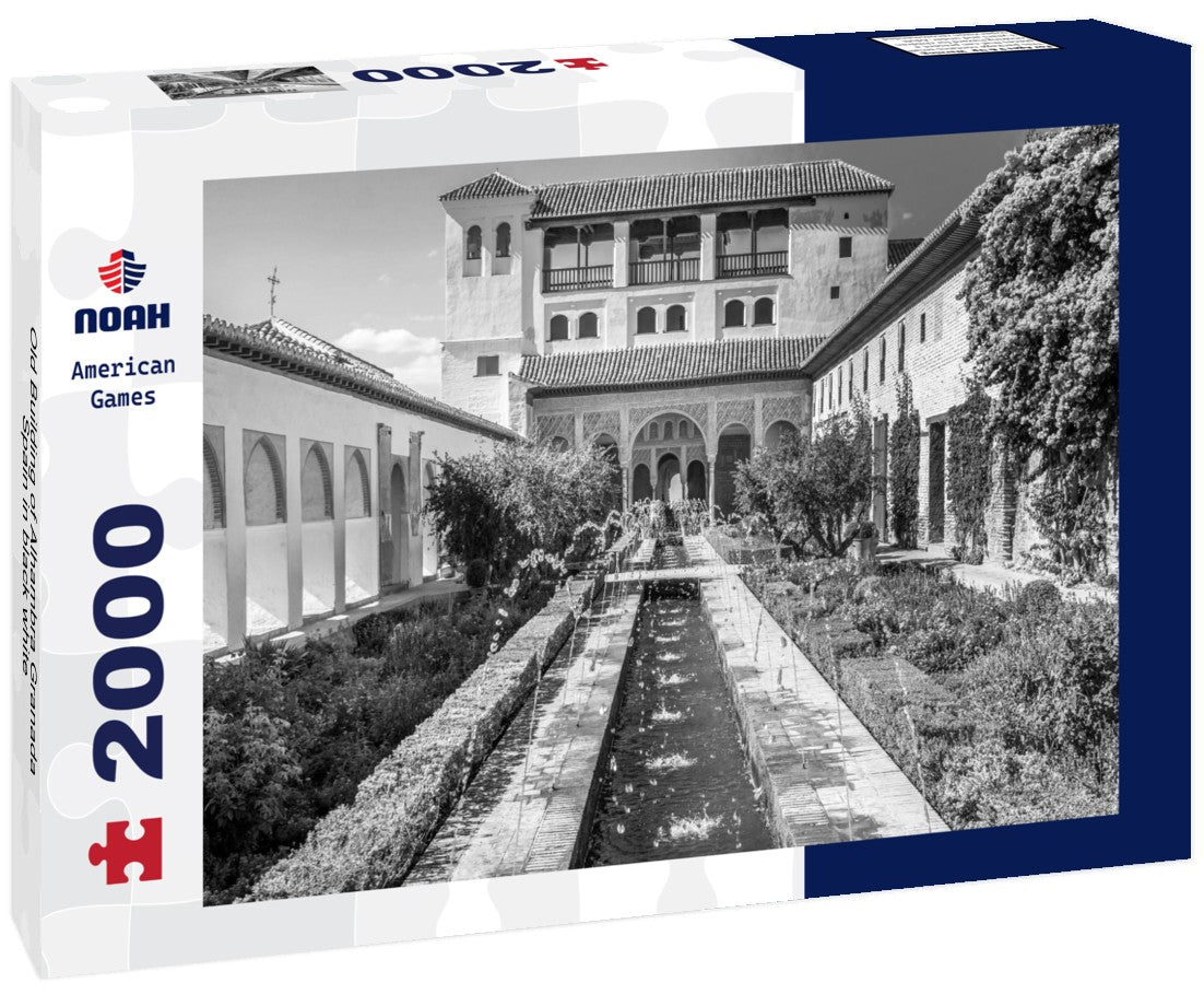 Noah Jigsaw Puzzle Old Building of Alhambra Granada, Spain in black white 2000 pieces