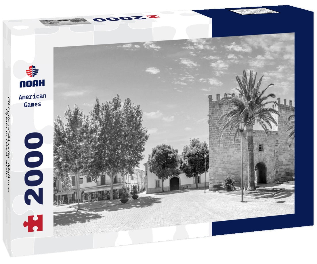 Noah Jigsaw Puzzle Old city of Alcudia, Mallorca, Spain in black white 2000 pieces