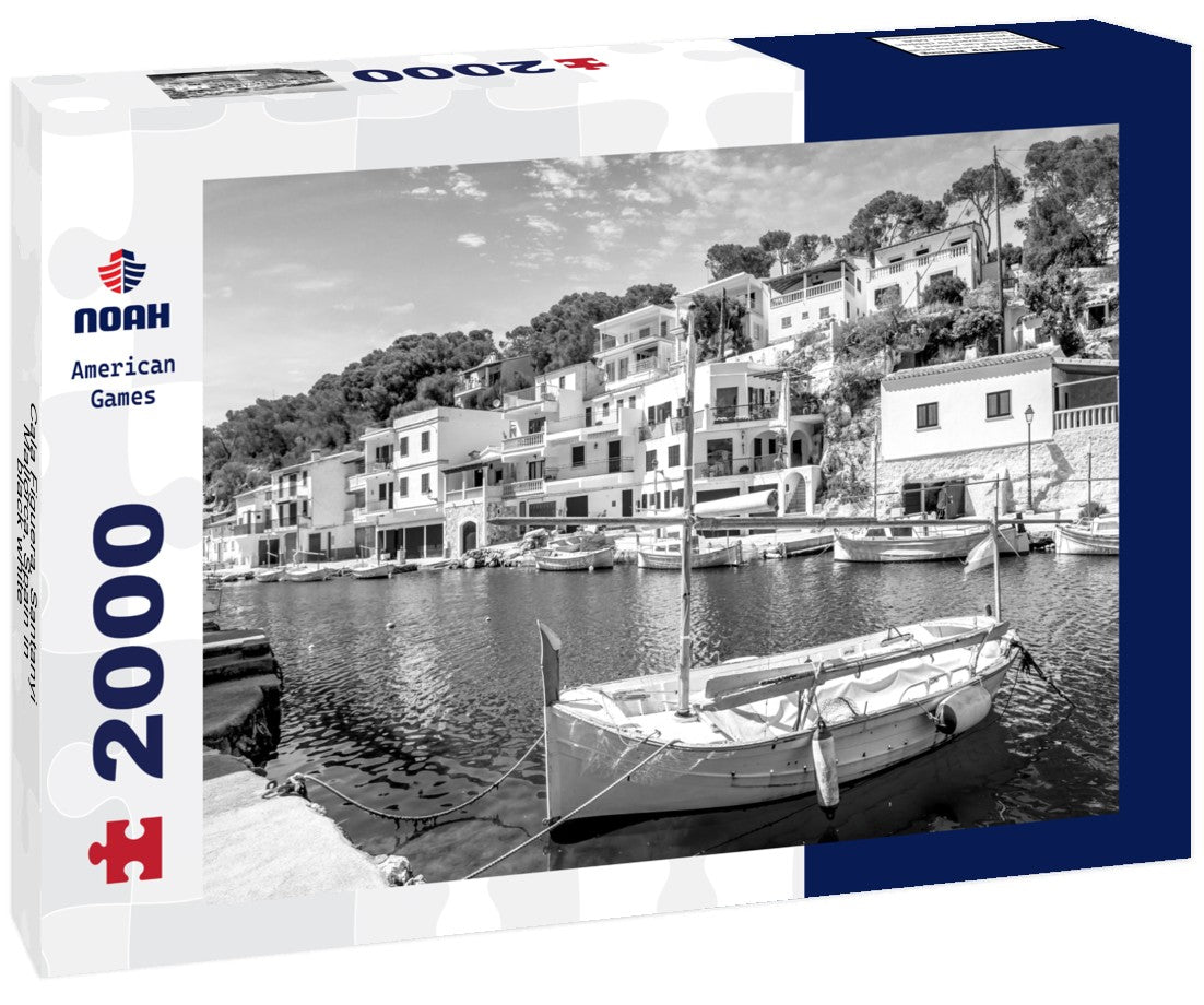 Noah Jigsaw Puzzle Cala Figuera, Santanyi, Mallorca, Spain in black white 2000 pieces