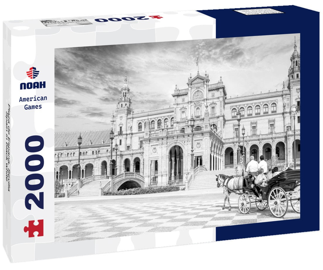 Noah Jigsaw Puzzle Plaza de Espana, Sevilla, Spain in black white 2000 pieces