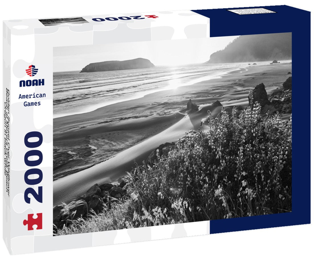 Noah Jigsaw Puzzle Golden Sunset Over Wildflower Beach at Meyers Creek Beach Oregon in black white 2000 pieces