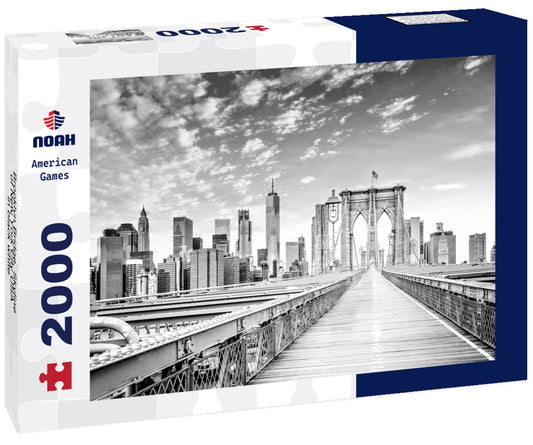 Noah Jigsaw Puzzle Brooklyn Bridge, Skyline of New York City USA in black white 2000 pieces