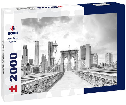 Noah Jigsaw Puzzle Brooklyn Bridge, Skyline of New York City USA in black white 2000 pieces