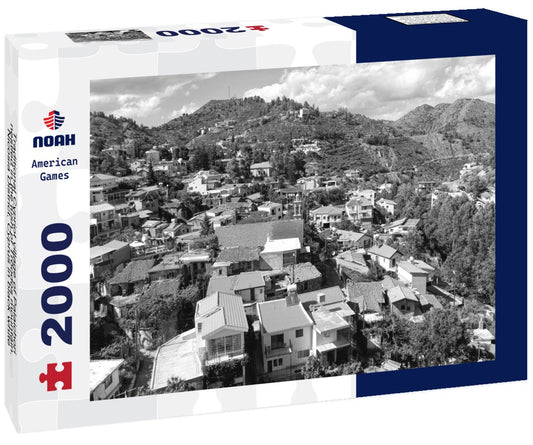 Noah Jigsaw Puzzle Traditional Cypriot village of Palaichori nestled in the lush pf Troodos mountain. Nicosia District, Cyprus in black white 2000 pieces